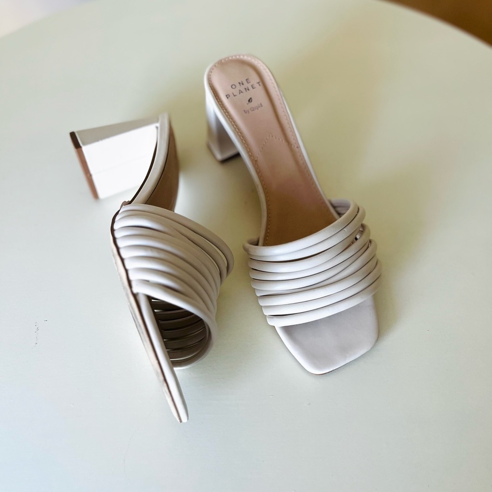Women's White Mules Heels 8